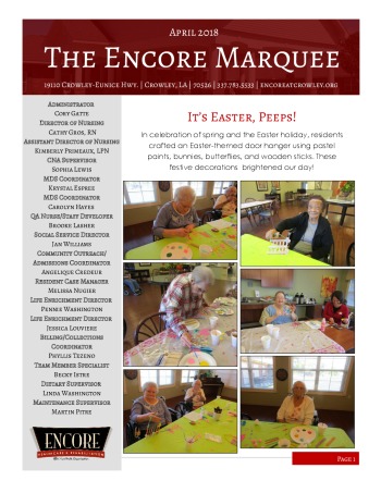 thumbnail of Encore Crowley April 2018 Newsletter