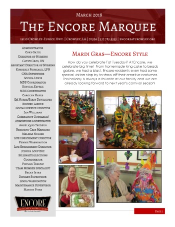 thumbnail of Encore Crowley March 2018 Newsletter
