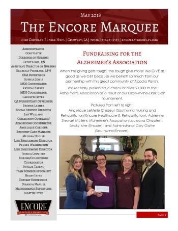 thumbnail of Encore Crowley May 2018 Newsletter