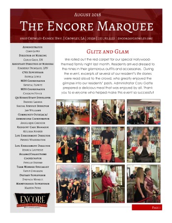 thumbnail of Encore Crowley August 2018 Newsletter