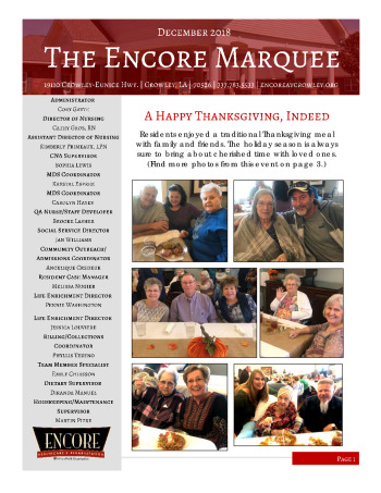 thumbnail of Encore Crowley December 2018 Newsletter – resized